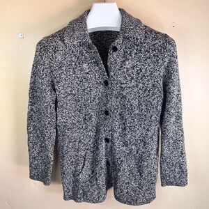 Belford Womens Marled Gray Black‎ Silk Wool Blend Cardigan Coat Size Medium